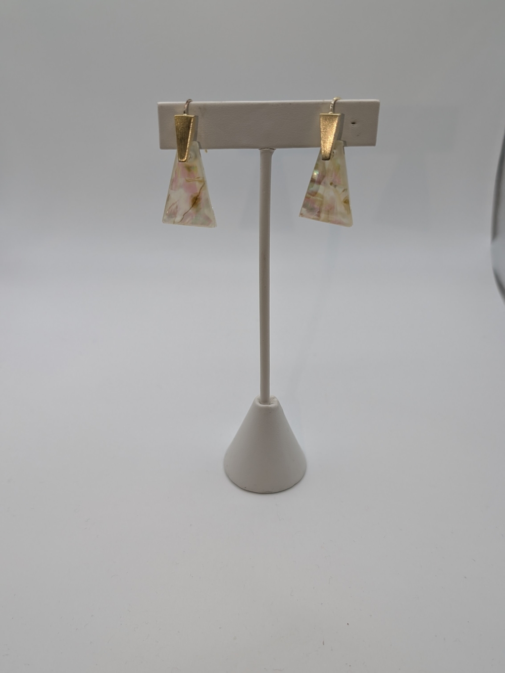 Kendra Scott Gold and Pink Marble Triangle Drop Earrings